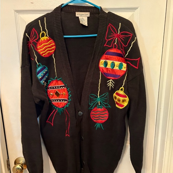 Holiday Cardigan with Ornament Design - Picture 1 of 4